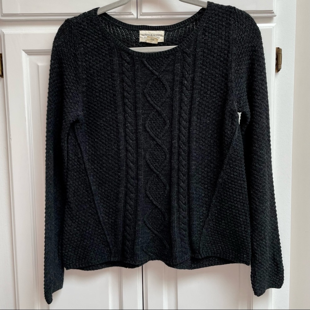Denim & Supply Ralph Lauren Cotton Cable Knit Charcoal Gray Sweater Size Small